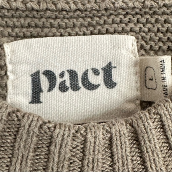 PACT ORGANIC CLASSIC FISHERMENS COTTON CREWNECK SWEATER SIZE LARGE - Picture 5 of 9